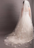 Gorgeous White Tulle Two-tier Veil With Tulle Flowers For Your Glamorous Wedding Dress