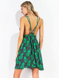 Green Backless V-neck Sexy Mini Dresses