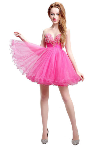 Fabulous Tulle Sweetheart Neckline Ball Gown Short Cocktail Dresses With Beadings