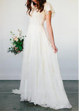  Silk-like Chiffon Asymmetrical Beadings Wedding Dress