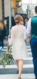 Chic A-line Cheap Short Long Sleeve Lace White Short Wedding Dress