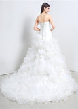Fabulous Organza Sweetheart Neckline A-Line Wedding Dresses With Cascading Ruffles