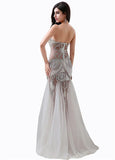 Chic Tulle Sweetheart Neckline See-through Mermaid Evening Dresses With Beadings