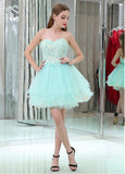 Tulle Sweetheart Neckline Short Length Homecoming Dresses With Beaded Lace Appliques