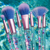 7Pcs Glitter Mermaid Liquid Handle Makeup Brushes Set 