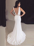 Crystal Backless Court Train Evening Dress