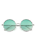 Cute Wavy Metallic Frame Leg Ombre Round Sunglasses 