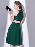 Green Halter Knee-Length Homecoming Dress