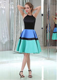 Satin Halter Neckline Backless Short Length A-line Homecoming Dresses