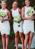 Simple Chiffon Jewel Neckline Sheath / Column Bridesmaid Dresses