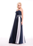 Charming Chiffon Strapless Neckline A-Line Color Block Evening Dresses With Beads