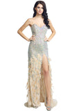 Brilliant Tulle Sweetheart Neckline Floor-length A-line Evening Dresses With Slit