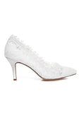 Elegant Satin Upper Closed Toe Stiletto Heels Wedding/ Bridal Shoes With Lace
