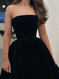 Tea Length Black Velvet Homecoming Dress
