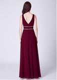Composite Silk Chiffon V-neck Rhinestones Prom Dress