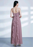 Composite Silk Halter Pink  Floor-length A-line Evening Dress