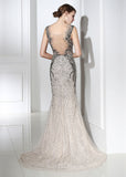 Wonderful Tulle Scoop Neckline Sheath Evening Dresses With Beaded Lace Appliques