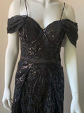 Black Off The Shoulder Sequin Mermaid Prom Dress With Slit