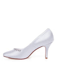 Elegant Satin Upper Pointed Toe Stiletto Heels Wedding Shoes With Beads