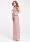 Elegant Sequins Scoop Neckline Sheath Formal Dress