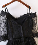 Black Lace High Low Lace Evening Prom Dress