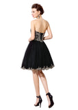 Luxury Tulle Sweetheart Neckline A-line Homecoming Dresses with Lace Appliques