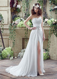 Fashionable Chiffon Sweetheart Neckline A-Line Wedding Dresses With Rhinestones