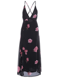 High Cut Plunging Neck Floral Maxi Dress