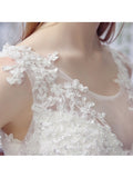 Lace-Up Appliques Beading Ball Gown Wedding Dress