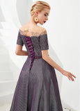 Tulle Off-the-shoulder A-line Formal & Evening Dress with Ceinture