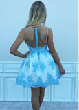 Tulle Jewel  Short A-line Homecoming Dresses With Lace Appliques