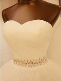  Crystal Tulle Floral Lace Ball Gown Wedding Dress