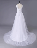 Lace O-Neck Lace Tulle Boho Summer Beach cheap Wedding Dress
