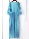  Vertical Stripe Maxi Shirt Dress