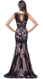 Black lace Applique Evening Dress