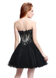 Alluring Tulle Sweetheart Neckline Short-length A-line Homecoming Dresses With Hot Fix Rhinestone
