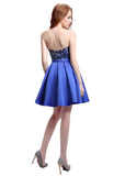 Glamorous Satin Sweetheart Neckline Short-length A-line Homecoming Dresses With Bowknot