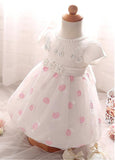 Fashionable Satin & Organza Jewel Neckline Ball Gown Flower Girl Dresses With Lace Appliques