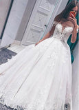 Tulle & Organza Ball Gown Off-the-shoulder Wedding Dresses With Lace Appliques