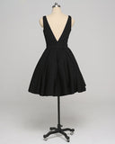Black Deep-V Ball Gown Simple Prom Dress
