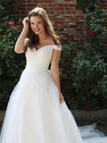 White Tulle Off The Shoulder Prom Formal Dress