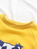 Yellow Cute Cow Print Raglan Sleeve Sweatshirt