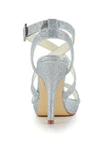 Amazing Fine Shimmering Powder Upper Open Toe Stiletto Heels Bridal Shoes