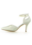 Chic Satin & Fine Shimmering Powder Upper Closed Toe Stiletto Heels Bridal Shoes