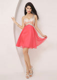 Watermelon One Shoulder Homecoming Dress