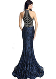 Glamorous Lace Halter Neckline Mermaid Evening Dresses With Beadings