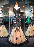 Attractive Tulle Jewel Neckline Mermaid Evening Dresses With Beaded Lace Appliques