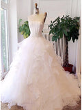  Luxury Strapless Lace Appliques Puffy A-line Color Wedding Dress