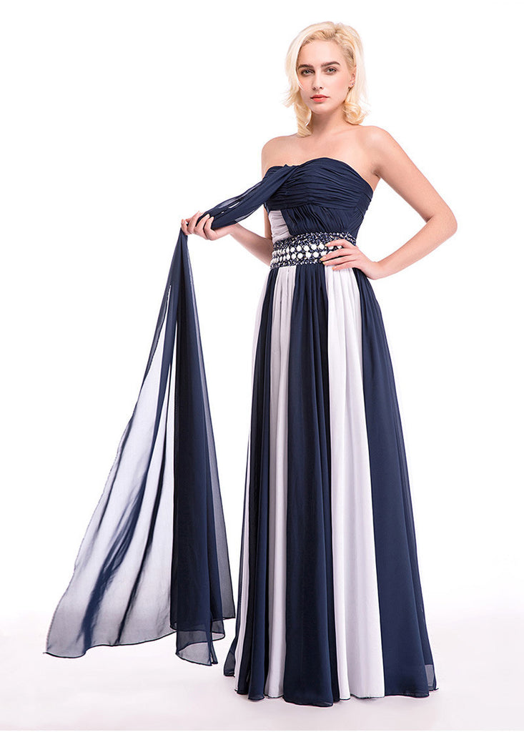 Cowl neck A-line color block dress main image 0