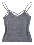 Gray Cami Heathered Cropped Knitted Tank Top